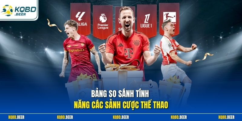 Bảng so sánh tính năng các sảnh cược thể thao